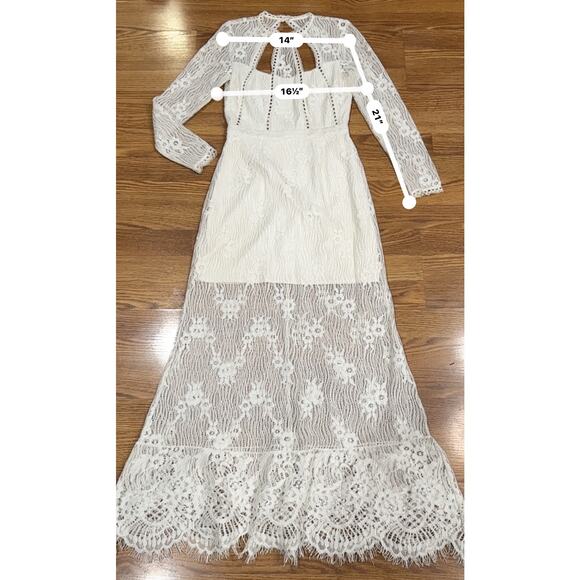 ALEXIS Guipure Lace PEARLY Ivory keyhole back Rizer Long Dress XS - Picture 6 of 16